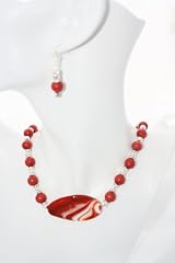 Red Agate Necklace and Earrings Set