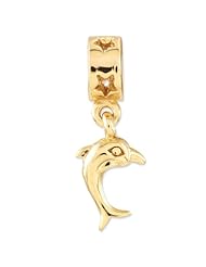 Sterling Silver Gold-plated s Dolphin Dangle Bead by Reflection Beads, Best Quality Free Gift Box Satisfaction Guaranteed