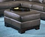 Tufton 100% Brown Leather Cocktail Coffee Table Ottoman