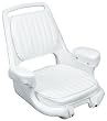 Moeller Heavy Duty Extra-Wide Offshore Boat Helm Seat, Cushion, and Mounting Plate Set (22" x 21" x 18.38", White)