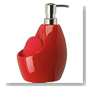 Umbra Joey Ceramic Soap Pump and Scrubby Holder Combo, Red