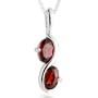 Oval Cut Garnet Pendant Necklace Sterling Silver