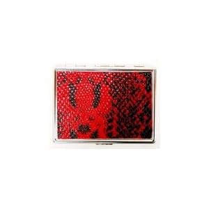 Outer Rebel Fashion Flasks and Smoking Accessories- Red Snakeskin Stainless Steel Cigarette ID Case...
