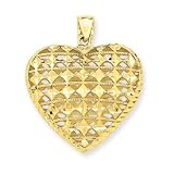 14k Diamond-Cut Open Puffed Heart Pendant