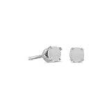 14k White Gold Round Opal Stud Earrings