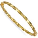 Jewelco London 9ct Italian design yellow gold light weight elegant twist Bangle with spring loaded hinge ( 5g )