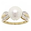 New 14KT Yellow Gold Ring Cultured Akoya Pearl Diamond