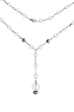.925 Sterling Silver Bead and Rock Crystal Rosary Style Y-Necklace