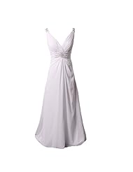 Sexy A-line V-neck Floor Length Beaded Pleated Lace-Up Sequined Corset   Waistline Chiffon/Polyester Evening Dress/Wedding Dress 