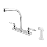 Pfister G136-4000 Pfirst Series Two Porcelain Lever Handle 4-Hole Lead Free Kitchen Faucet, Polished Chrome