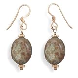 Copper French Wire Earrings with Fancy Stripe Jasper Drop