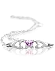 Bfly Cz Birthstone Bracelet W/Box 14K White June 19800