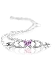 10K White Butterfly Cz Birthstone Bracelet With Box June Bracelet With Box