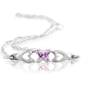 Genuine IceCarats Designer Jewelry Gift 10K White Gold Bfly Cz Birthsto Brc W/Box. June Brc W/Box Bfly Cz Birthsto Brc W/Box In 10K White Gold