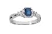0.87 Ct 18k Emerald Cut Sapphire and Diamond Ring