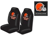 3-Piece Cleveland Browns Automotive Interior Gift Set - A Set of 2 NFL Licensed Universal-Fit Front Bucket Seat Covers and One Official NFL Licensed Team Helmet Logo Air Freshener Pine Forest Scent