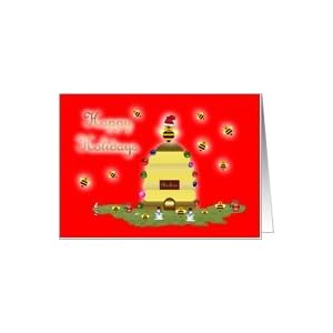 Happy Holidays Italian on Italian Honey Bee Apiary Apiaries Happy Holidays Bee Card  Office