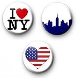 Set of 3 * NEW YORK * 1.25 MAGNETS ~ Love Heart American Flag 9/11