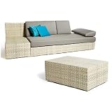 lila garden sofa set- made of woven Viro, a man made fibre - size:200 x 110 x 80 - UV resistant and weatherproof stylish and ingenious combinable furniture set