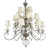 Progress Lighting Versailles - Fifteen-Light Three-Tier Crystal Chandelier with Ivory Candles - P423