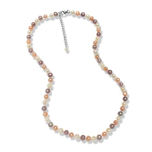 Valero Pearls Valero Classics Damen-Halskette S&uuml;&szlig;wasser-Zuchtperlen wei&szlig; / apricot / flied Preisvergleich