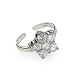 Eve's Addiction Cubic Zirconia Flower Sterling Silver Toe Ring