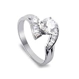 Sterling Silver Princess Cut Clear Engagement Cubic Zirconia Ring Size 7, 8