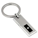 STEL Stainless Steel Keychain with Black Enamel Inlay and .03ct Genuine Diamond accent. **50% OFF FOR A LIMITED TIME** **ENGRAVEABLE**