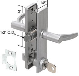 Keyed Aluminum Screen and Storm Door Mortise Latch; 3" Screw Holes