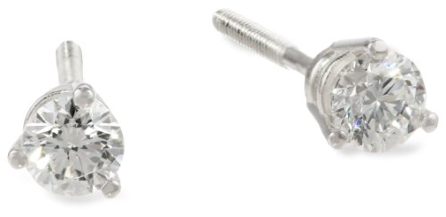 Platinum Round Basket Setting 3-Prong Diamond Stud Earrings (1/2 cttw, G-H Color, VS1-VS2 Clarity)