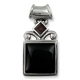 .925 Silver, Onyx & Garnet Pendant