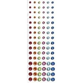 Me & My Big Ideas Rhinestone Stickers 6-1/2 Inch by 2 Inch Sheet, Red/Orange/Green/Pink/Lt. Blue/Blue