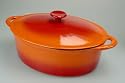 Cast Iron 6.5Litre Oval Casserole dish in Orange