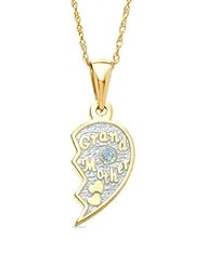 Grandmother Half Pendant in Sterling Silver with March Aquamarine Birthstone (Granddaughter Half sold seperately)