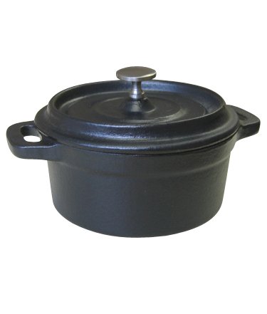 Le Cuistot Enameled Cast Iron Round Mini Cocotte 4 Inch - Matt Black