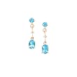 14k Gold, Blue Topaz & Diamond 3 Stone Drop Earrings