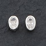 Sterling Silver 3x5mm CZ (Cubic Zirconia) Oval Bezel Stud Earrings