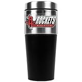 NBA Houston Rockets 16-Ounce Stainless Steel Travel Tumbler with Black Sleeve