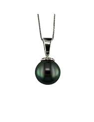 8-9mm Tahitian Black Pearl Pendant, 14K White Gold