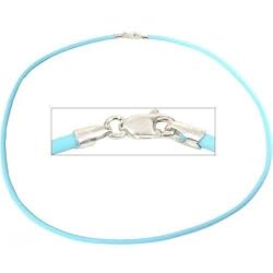 Rubber Cord Necklace Light Blue 16"