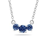 1.00 CTW Sapphire Three Stone Pendant Necklace 14K White Gold