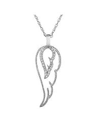 Sterling Silver Diamond Angel Wing Pendant