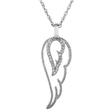 Sterling Silver Diamond Angel Wing Pendant