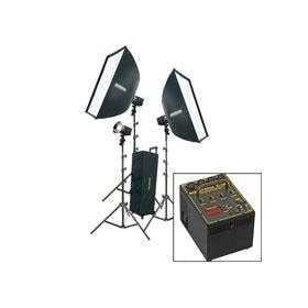 Novatron D1000, 1000 w/s 3 Head & Power Pack Kit with Wheeled Case, 2 Soft Boxes & Light Stands