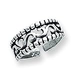 Sterling Silver Antiqued Bead with 20 inch Sterling Silver Chained Toe Ring