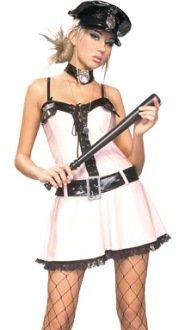 Womens Costume Sexy Police Officer Lauren Order Cop Law Enforcement Pink Short Dress Party Outfit