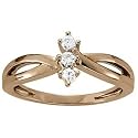 14K Rose Gold Three-Stone Diamond Ring