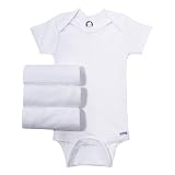 Gerber Organic Onesies 0-3M 4pk-White