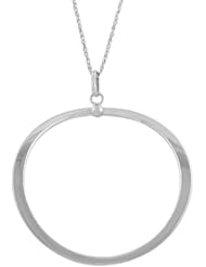 14 Karat White Gold Angular Flat Loop Pendant Necklace (18 Inch)