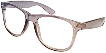 RETRO Wayfarer Oversized Clear Frame Men Women Clear Lens Eye Glasses (Gray)